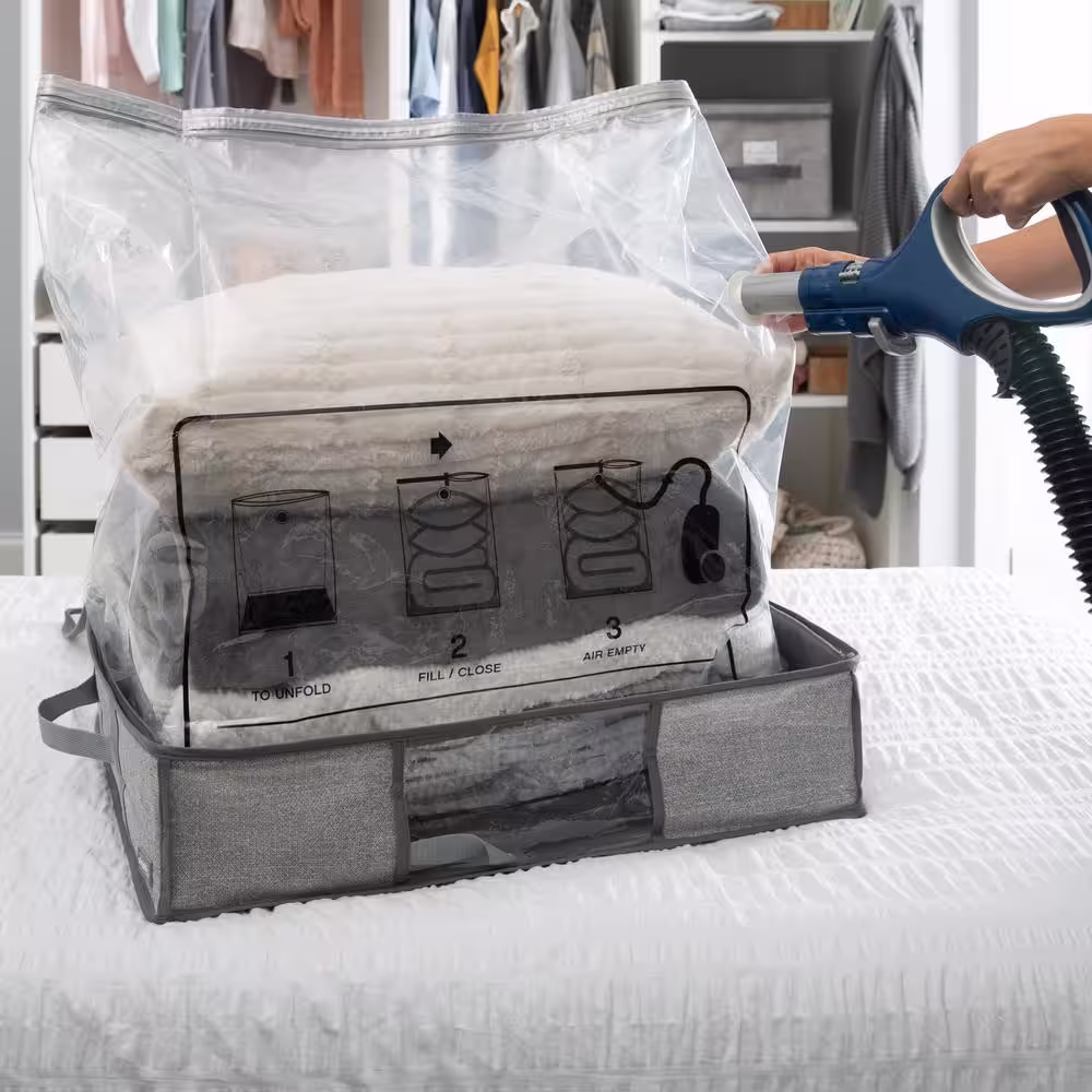 SIMPLIFY 2-in-1 Under the Bed Vacuum Storage Bag and Tote in Heather Grey