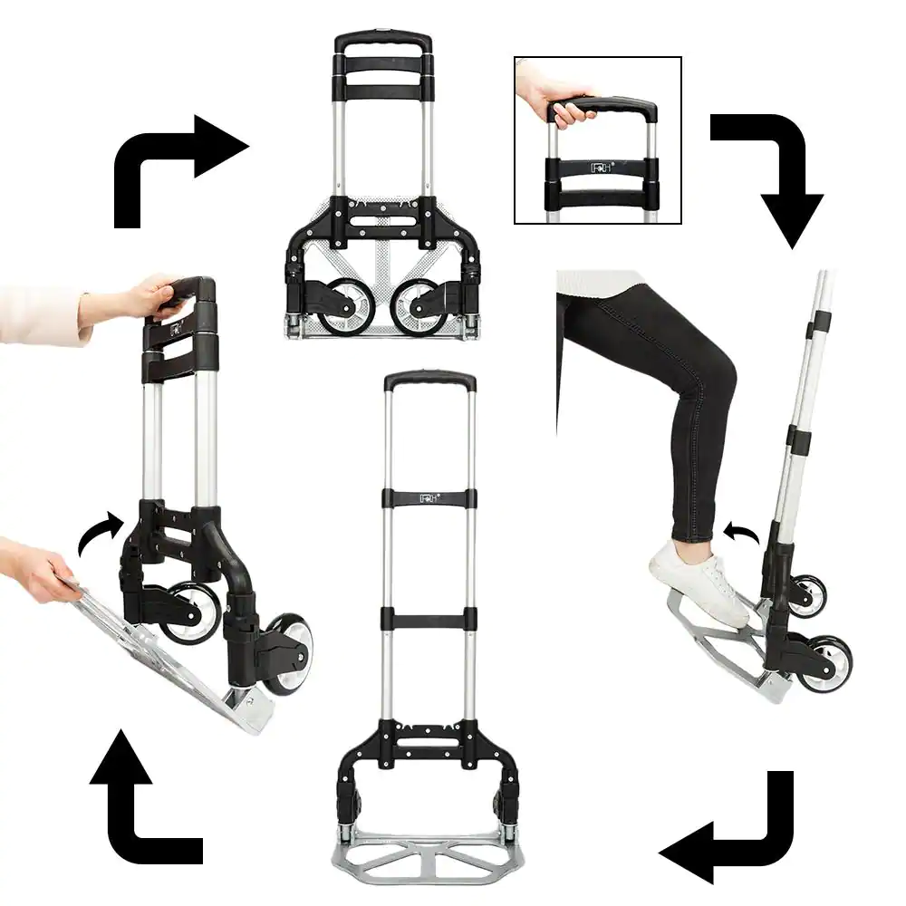 None 165 lbs. Capacity Aluminium Folding Dolly Push Hand Truck in Black
