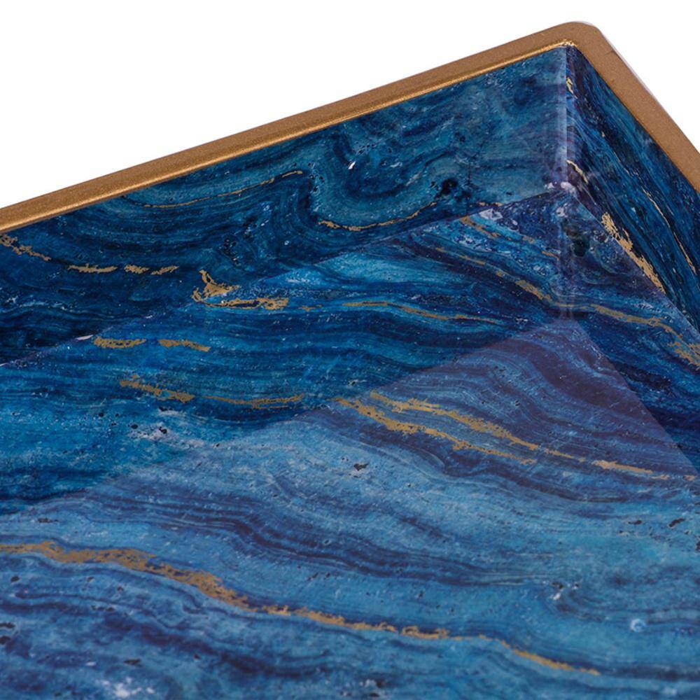 A & B Home Blue Modern Chic Rectangular Trays (Set of 2)