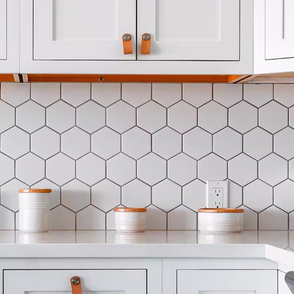 MOLOVO Porcetile White 10.08 in. x 11.64 in. Hexagon Matte Porcelain Mosaic Wall and Floor Tile (9.02 sq. ft./Case)