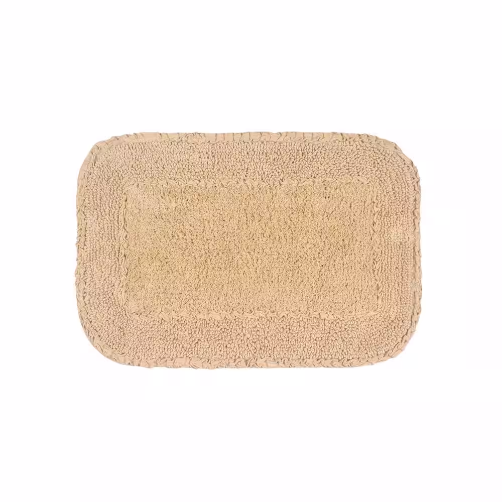 None Radiant Collection 17 in. x 24 in. Beige Cotton Bath Rug