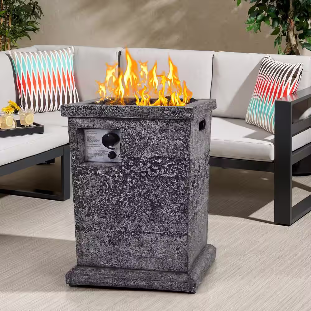 None 17.72 in. W x 24.8 in. H Square Propane Grey Fire Pit with Special Materials TerraFab