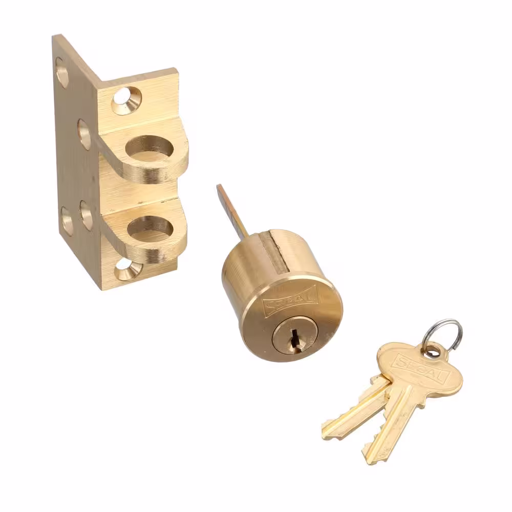 Prime-Line Deadbolt, Solid Bronze Alloy, Brushed Brass, Angle and Flat Strike, Single Cylinder