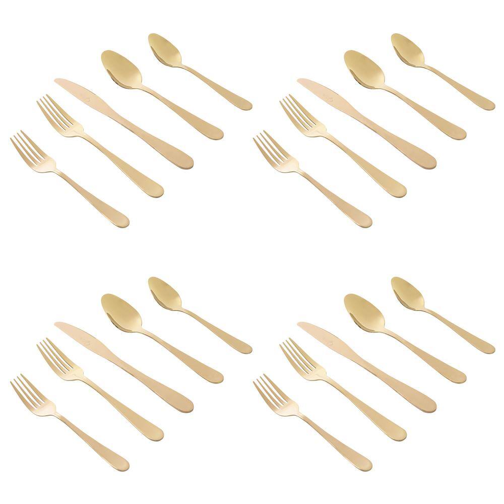 GIBSON HOME Stravida 20 Piece Flatware set in Gold Stainless Steel