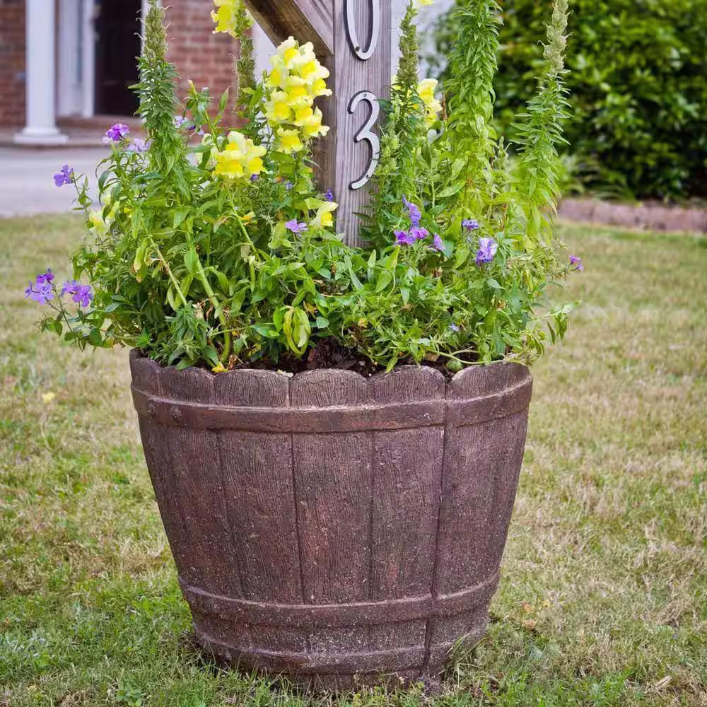 MPG 18 in. Dia x 14.75 in. H Barrel Cast Stone Fiberglass Mailbox Barrel