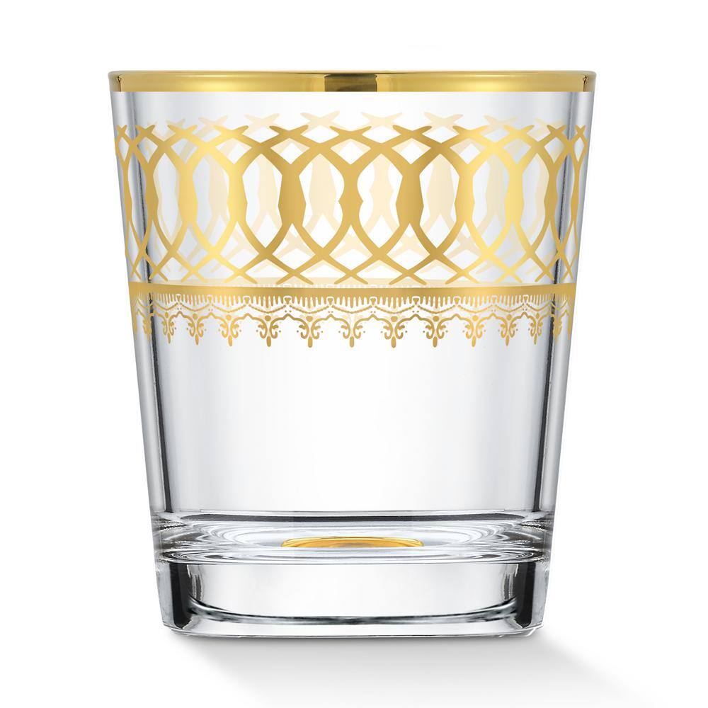 Lorren Home Trends 10 oz. Traditional Double Old Fashion Tumbler/Whiskey (Set of 4)