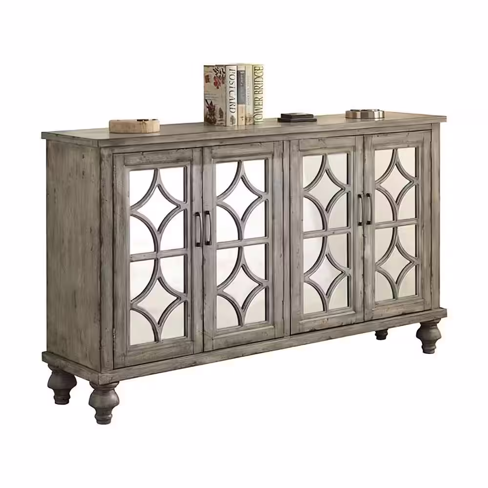Acme Furniture Velika 60 in. Weathered Gray Standard Rectangle Wood Console Table