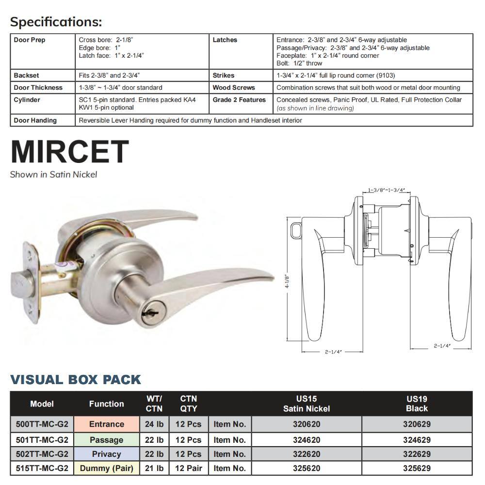 None Mircet Dummy Door Lever (Pair) Tuscany Bronze