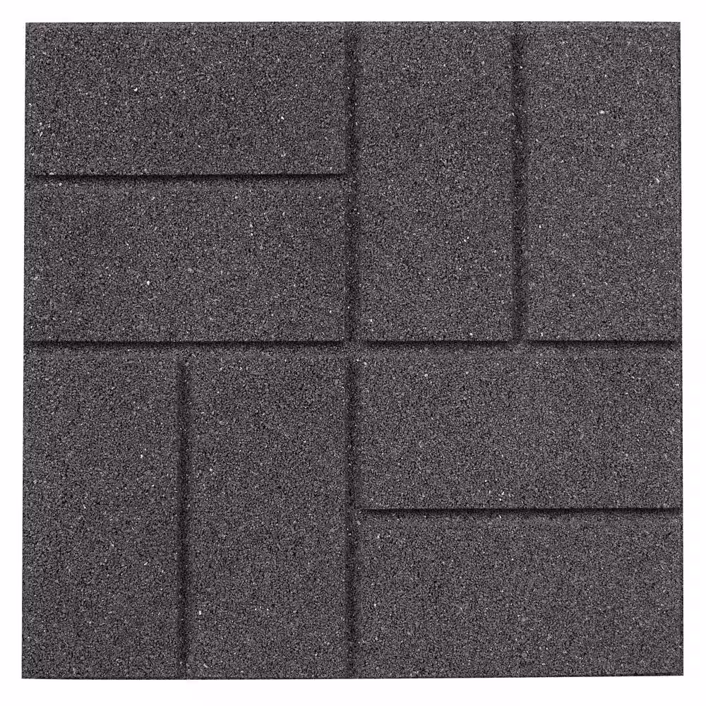 Rubberific 16 in. x 16 in. Gray Dual-Sided Rubber Paver (9-Pack)