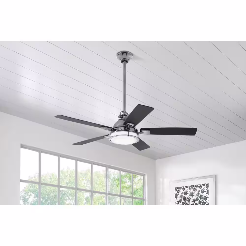 Home Decorators Collection Kennedy 56 in. LED Gunmetal Ceiling Fan with Light and Remote Control