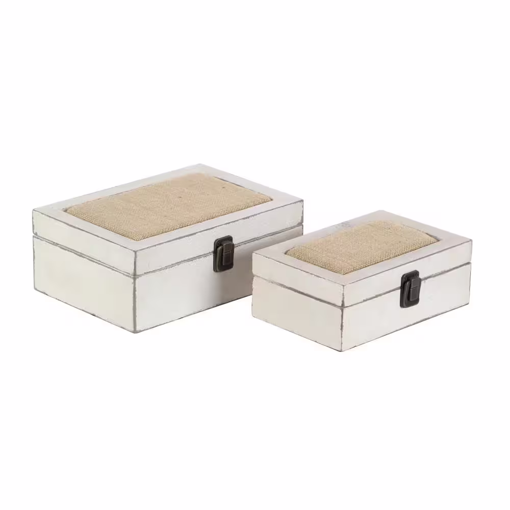 Litton Lane Rectangle Wood Box with Hinged Lid (Set of 2)