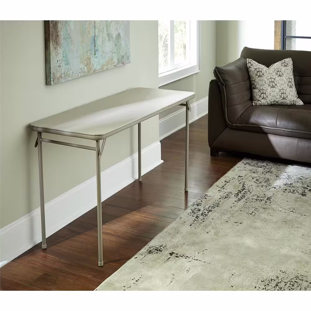 Cosco 48 in. Antique Linen Plastic Folding High Top Table