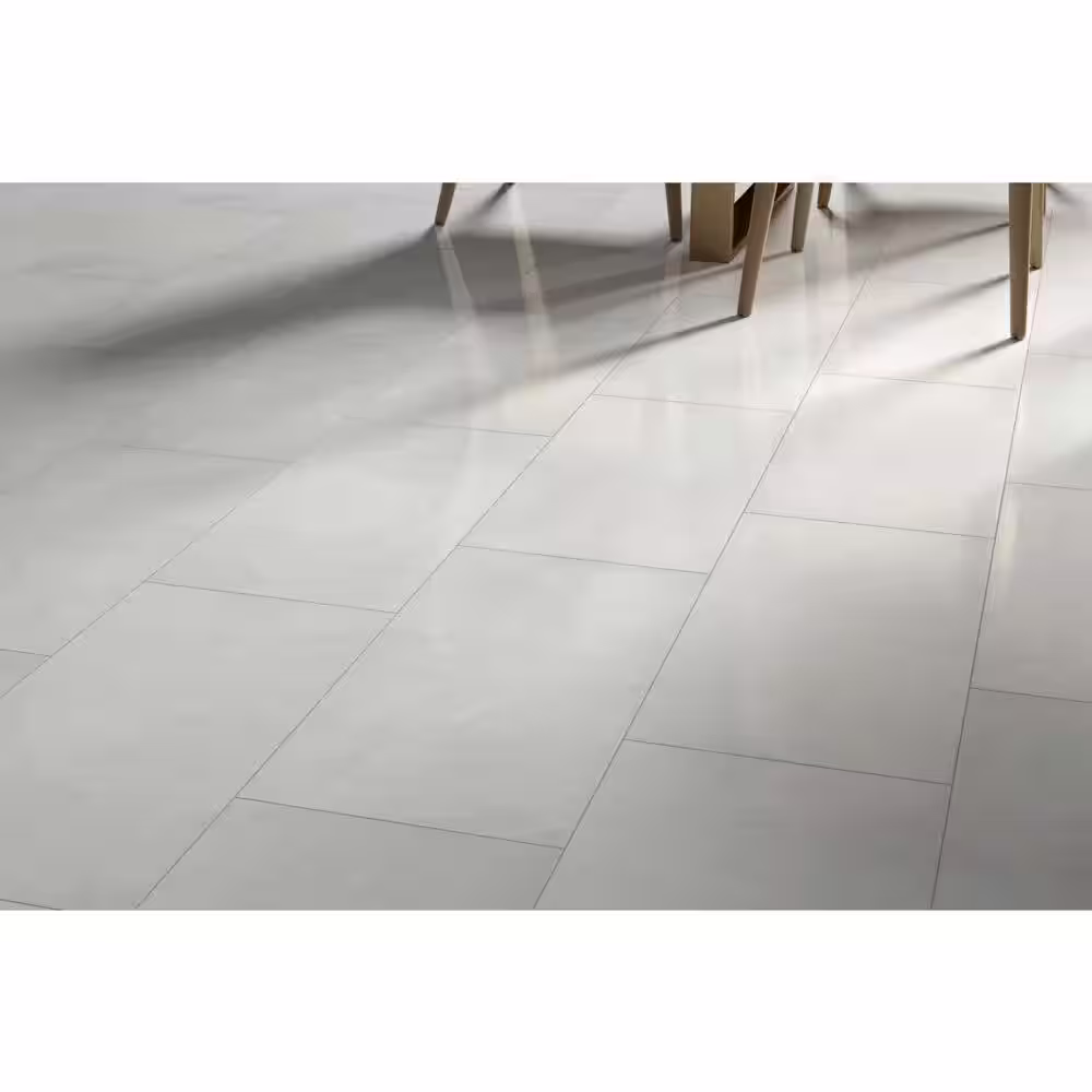 EMSER TILE Sterlina Silver 23.62 in. x 23.62 in. Polished Marble Look Porcelain Floor and Wall Tile (15.5 sq. ft./Case)