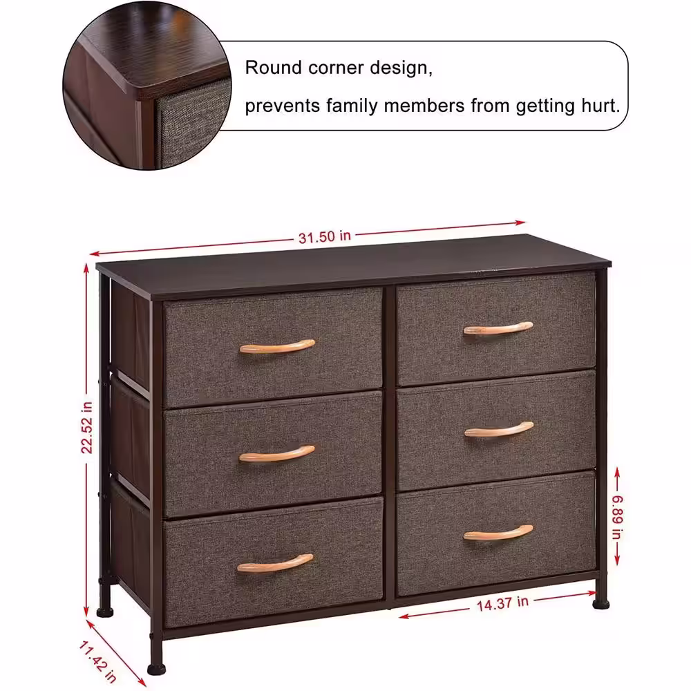 None 31.5 in. W x 22.52 in. H Brown Medium 7-Drawer Storage with Brown Drawers