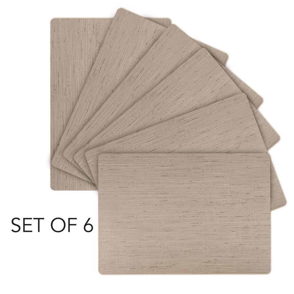 DASCO Easy Care Burlap/Rectangle 17 in. x 12 in. Camel Vinyl Placemats (Set of 6)