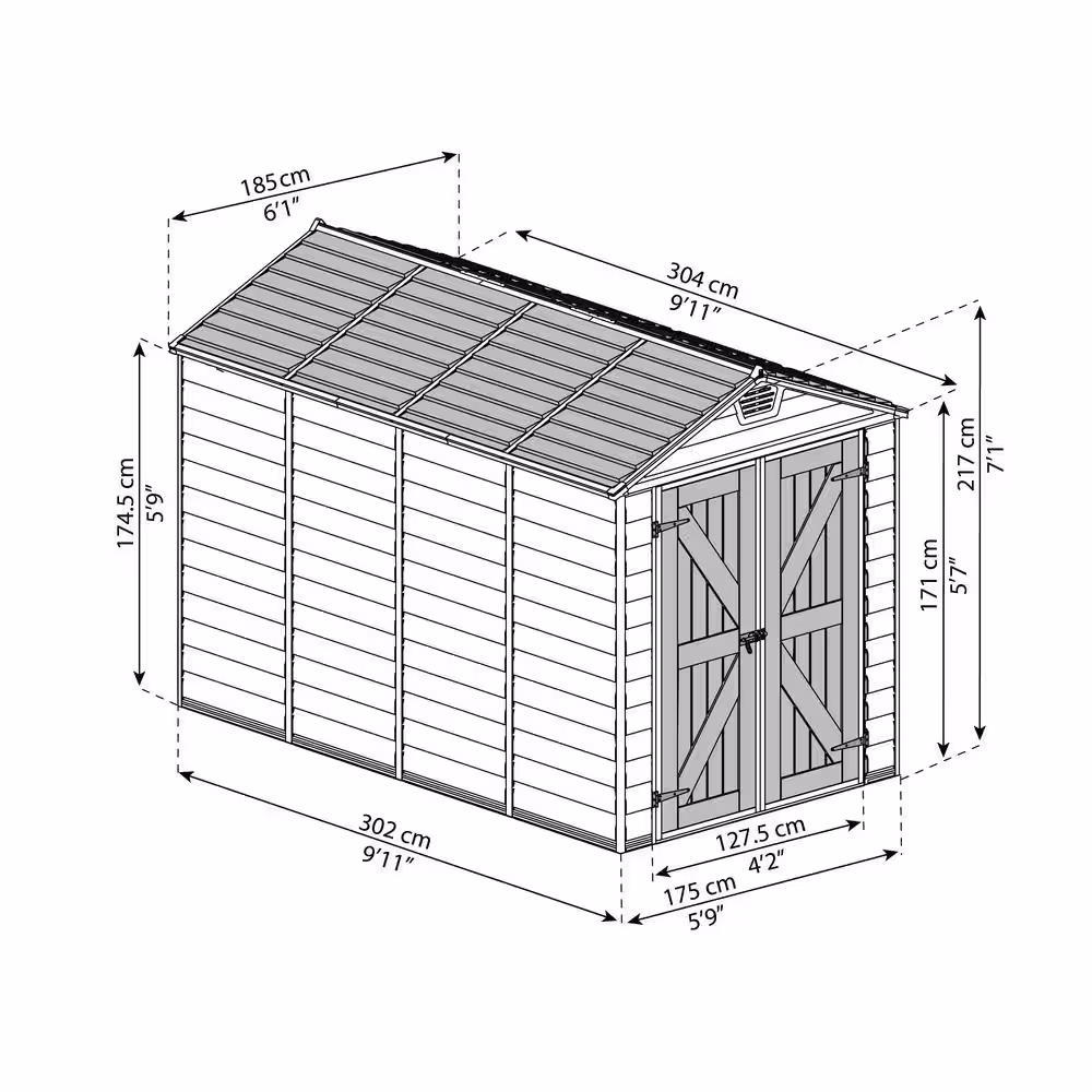 CANOPIA by PALRAM SkyLight 6 ft. x 10 ft. Tan Garden Outdoor Storage Shed
