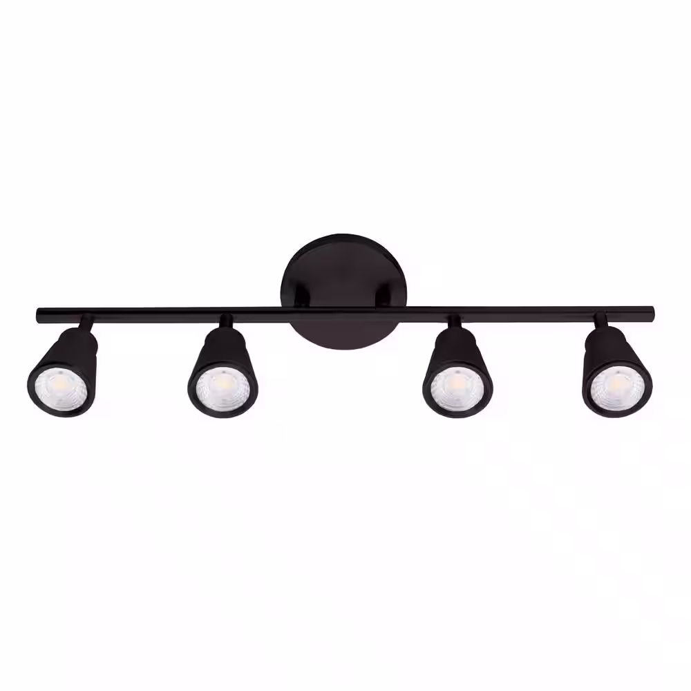 None Solo 4 ft. 4-Light Black LED ENERGY STAR Fixed Track Lighting Kit 3000K