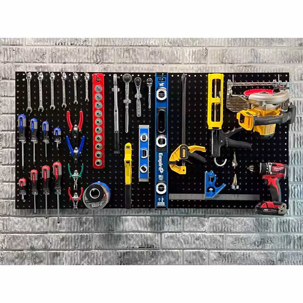 Triton Products 24 in. H x 42 in. W Pegboard 2-Pack Black High-Density Fiberboard