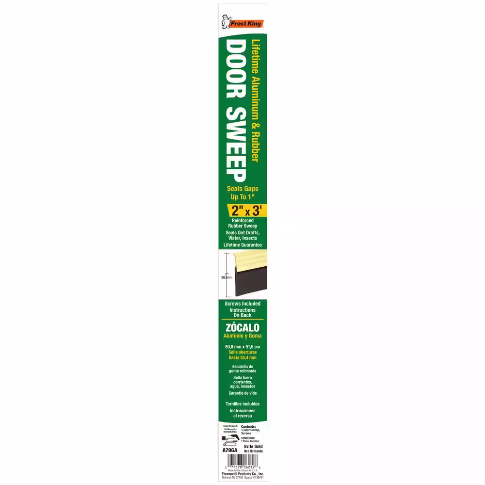 Frost King E/O 2 in. x 36 in. Brite Gold Reinforced Rubber Door Sweep