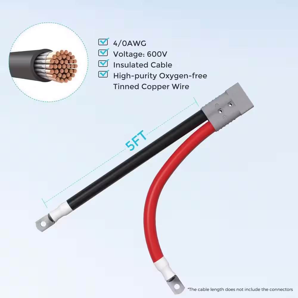 Renogy 5 ft. 4/0AWG Anderson Adapter Cable SB350 - 5/16 in. Lugs, Work with REGO Series