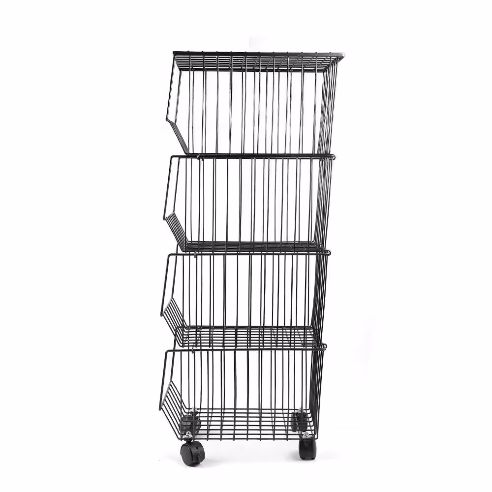 None Coffee Color Rolling 4-Tier Iron Carbon Steel Wire Shelving Unit (10.6 in. W x 38.8 in. H x 15.7 in. D)