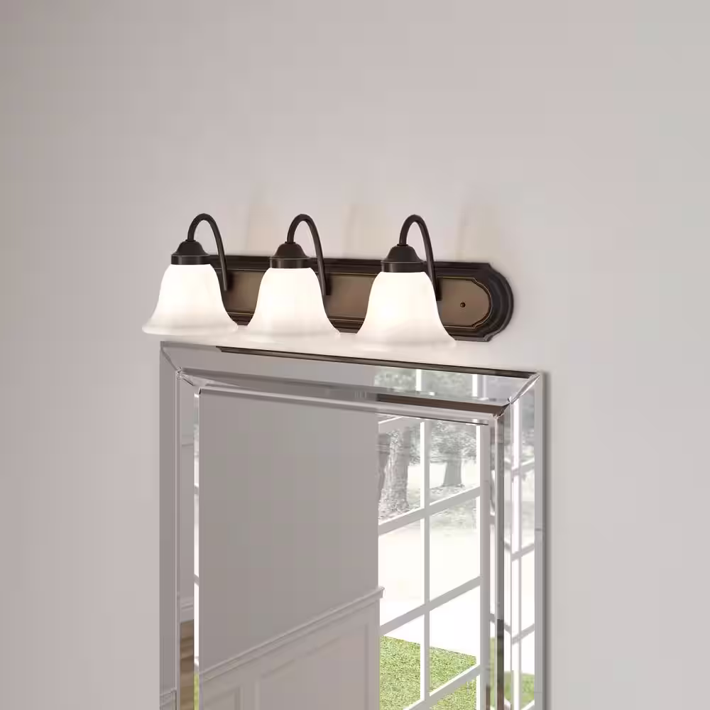 Progress Lighting Solvang 24 in. 3-Light Antique Bronze Traditional Bathroom Vanity Light with Alabaster Glass