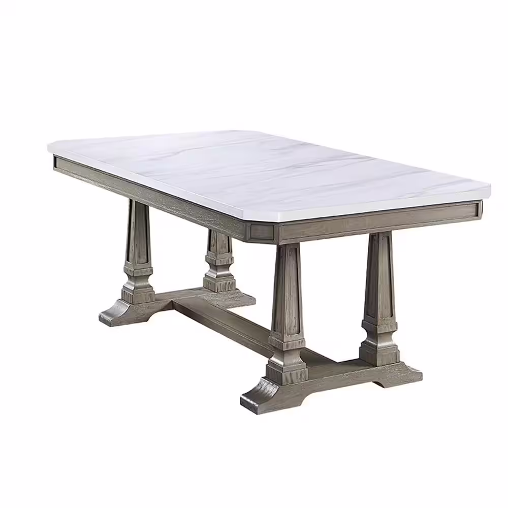 Acme Furniture Zumala Dining Table in Marble & Weathered Oak Finish