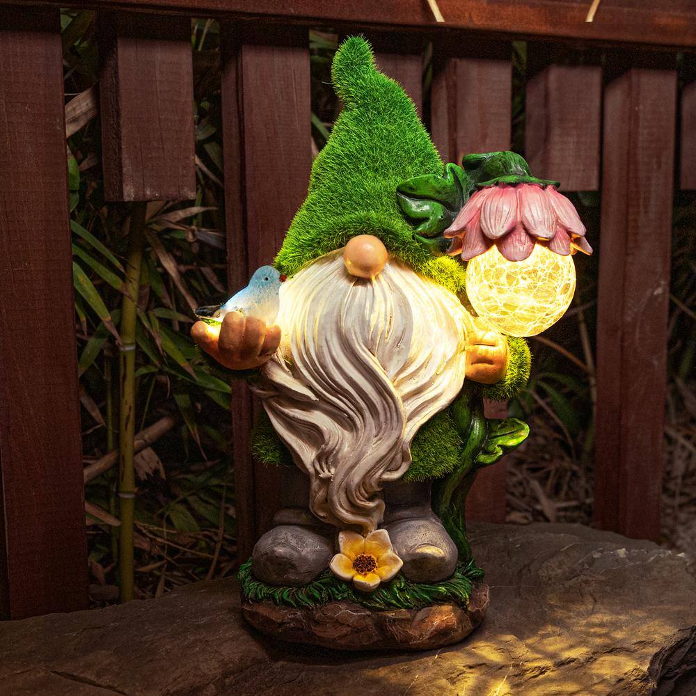 None 11.22 in.Â Resin Gnome Statue Solar Light Garden Decoration Sculpture Figurine Gift