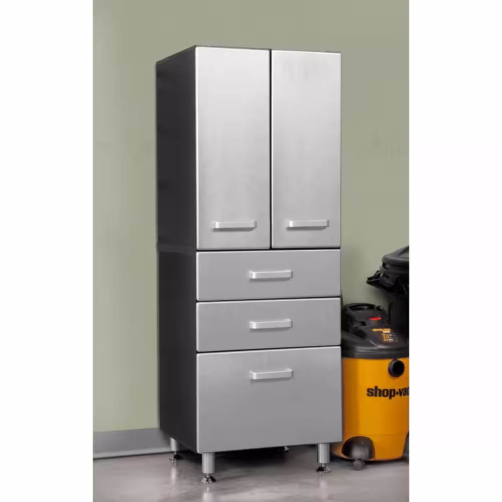 Tuff Stor Metallic Series 71in. H x 24 in. W x 21 in. D 2-Piece Garage Storage Cabinet with 2-Doors and 3-Drawer