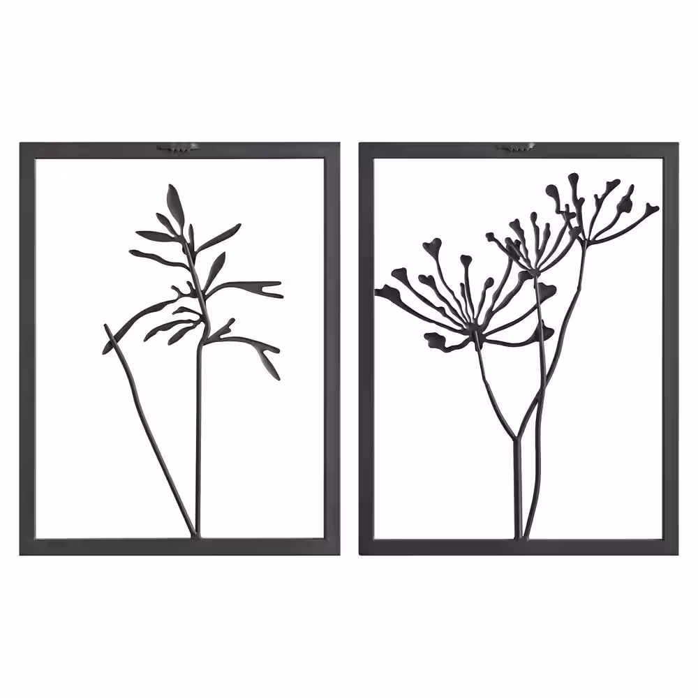 Kate and Laurel Malak Metal Framed Wall Art Set Black
