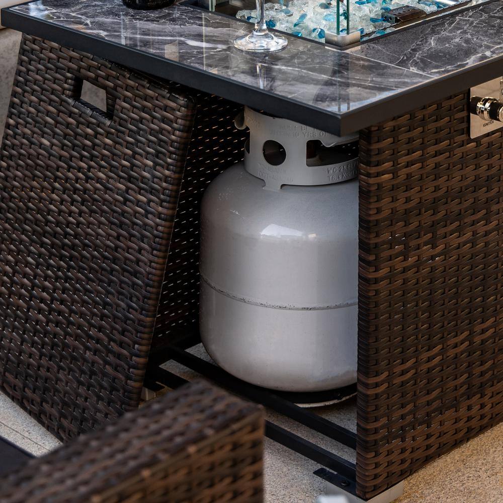 moda furnishings Kris Brown Square Wicker Outdoor Fire Pit Table With Rain Cover