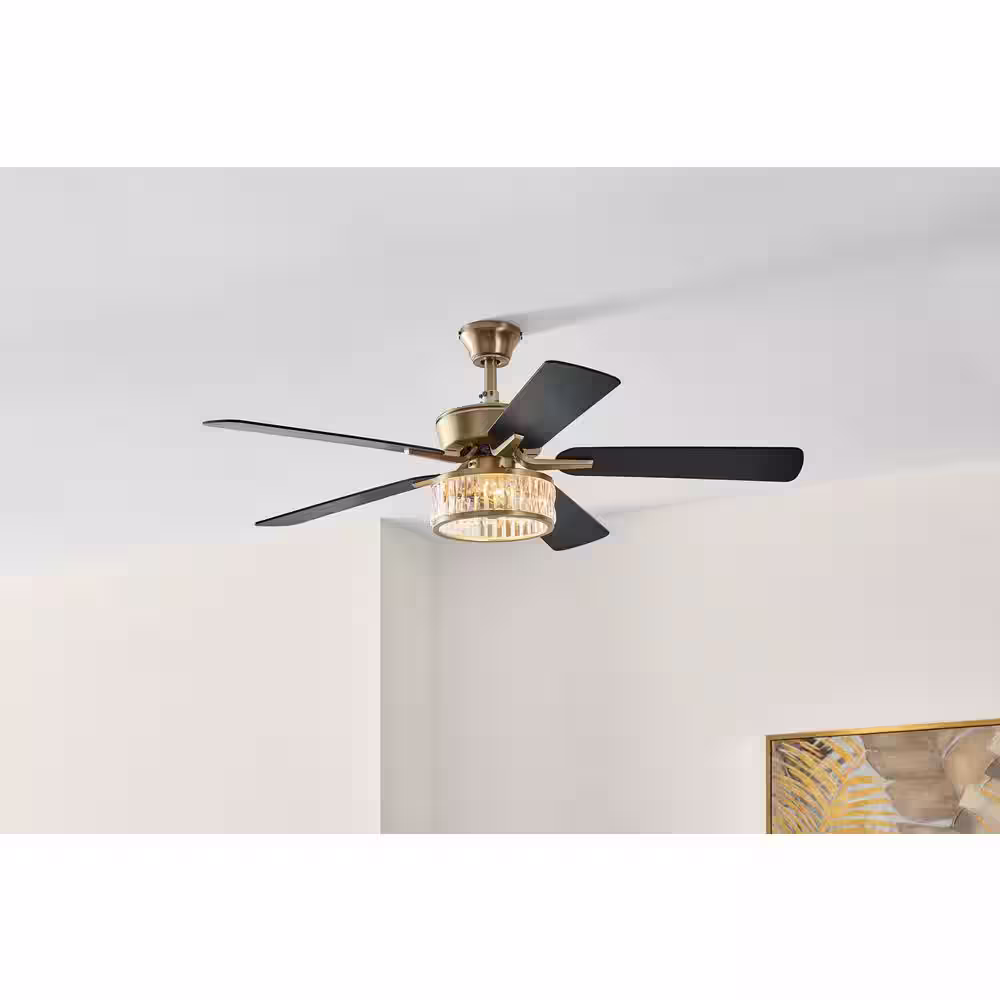 Hampton Bay Janeen 52 in. LED Indoor Champagne Bronze Ceiling Fan with Light and Remote Control Included