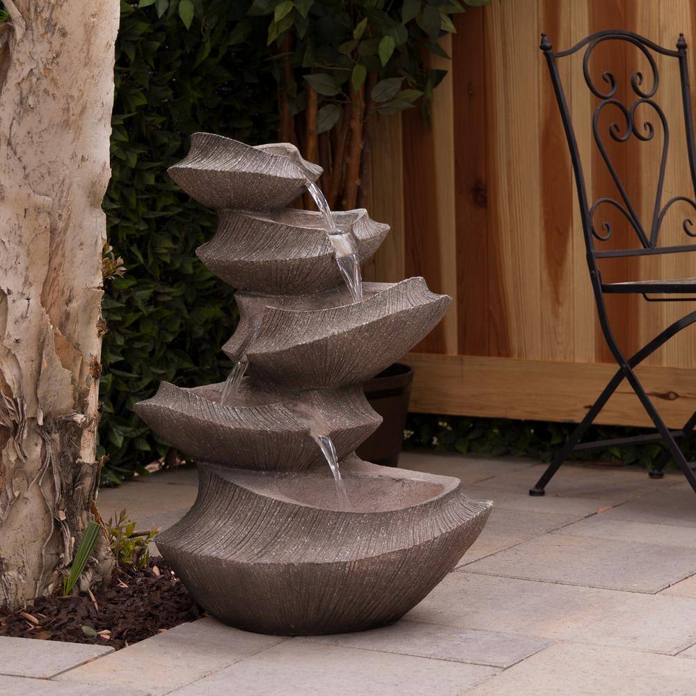 Alpine Corporation 31 in. H Cascading Outdoor Fountain with LED Lights