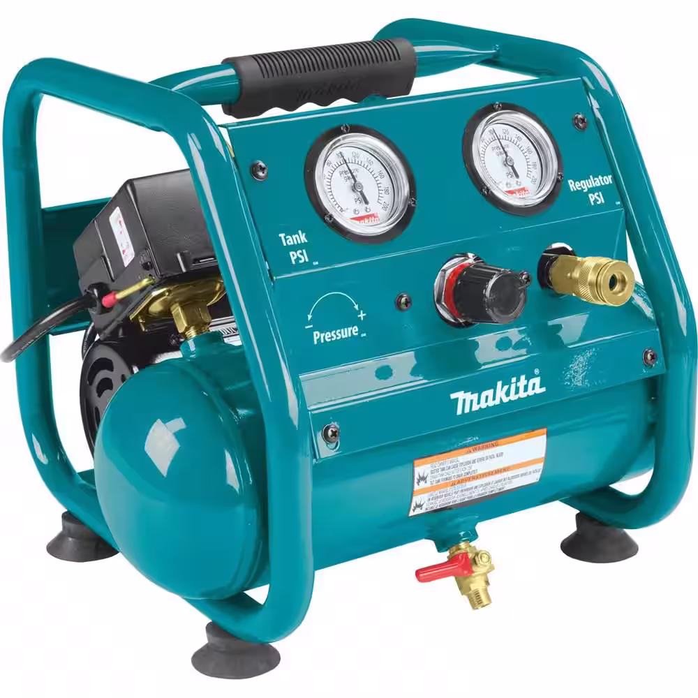 Makita 1 Gal. 125 PSI Portable Electric Compact Air Compressor with Bonus Pneumatic 2 in. 18-Gauge Brad Nailer