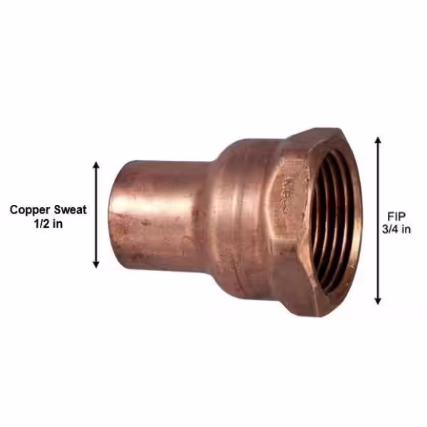 Everbilt 1/2 in. x 3/4 in. Copper Pressure Cup x FIP Female Adapter Fitting