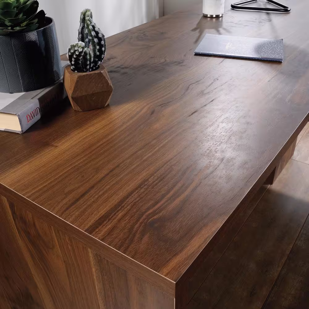 SAUDER 59 in. L-Shaped Grand Walnut 1 Drawer Secretary Desks with File Storage
