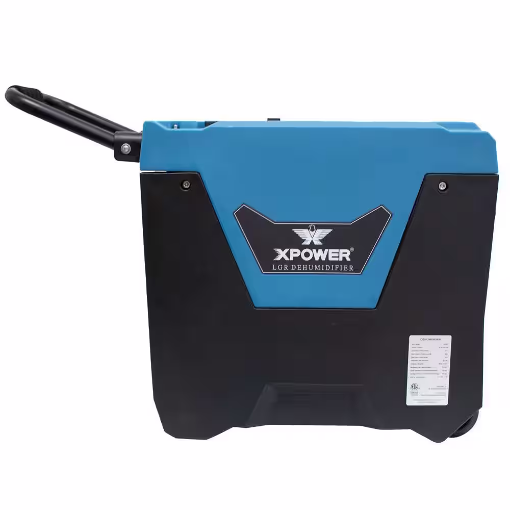 XPOWER 145-Pint LGR Commercial Dehumidifier with Auto Purge Pump, Handle and Wheels for Water Damage Restoration