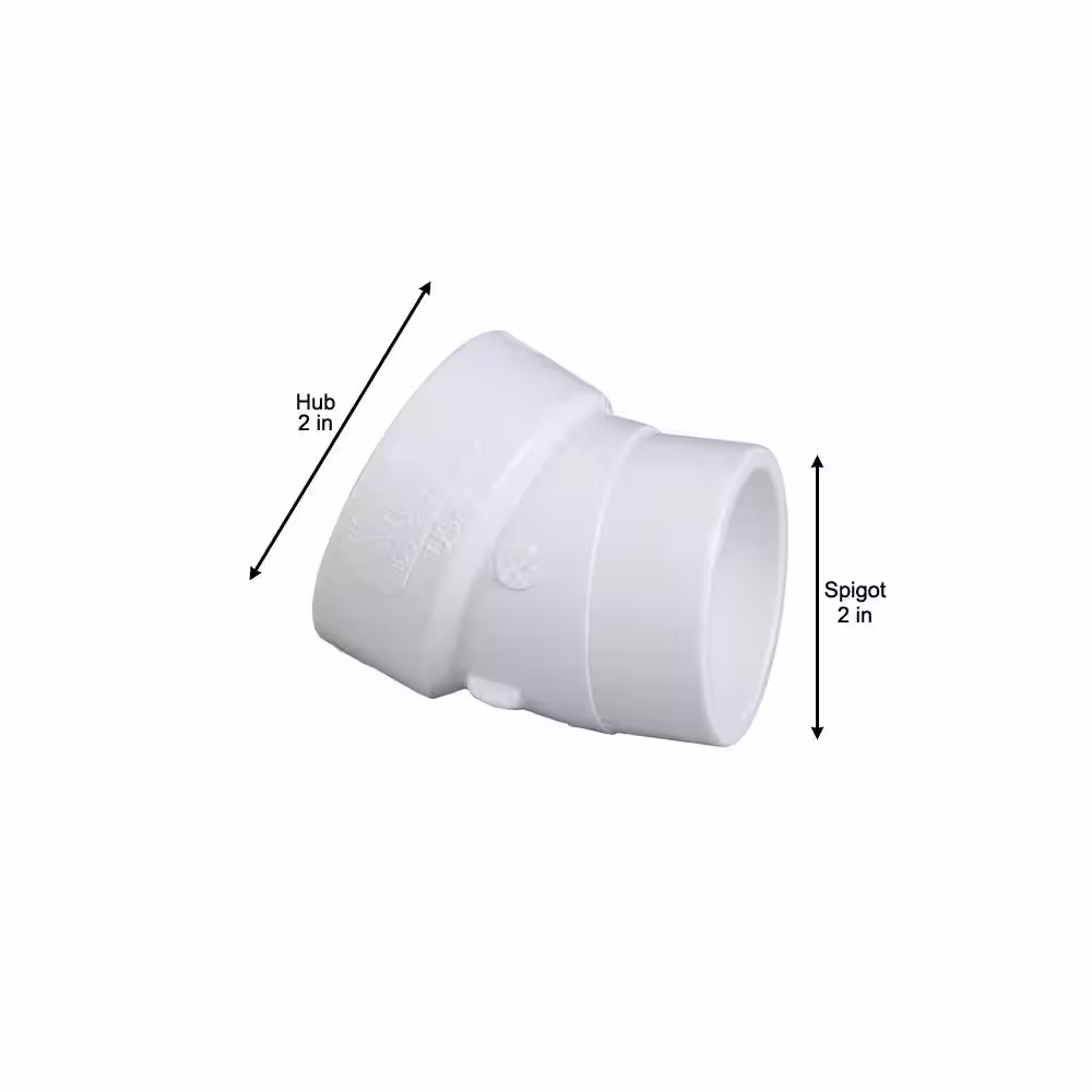 NIBCO 2 in. PVC DWV 22-1/2-Degree Hub x Spigot Street Elbow Fitting