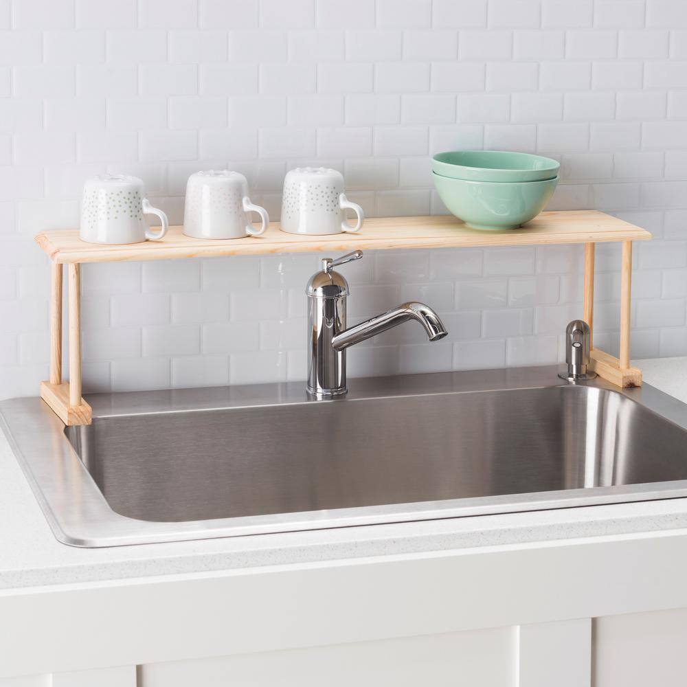 Home Basics 29.87 in. x 6.00 in. x 8.5 in. Over-the-Sink Wooden Shelf