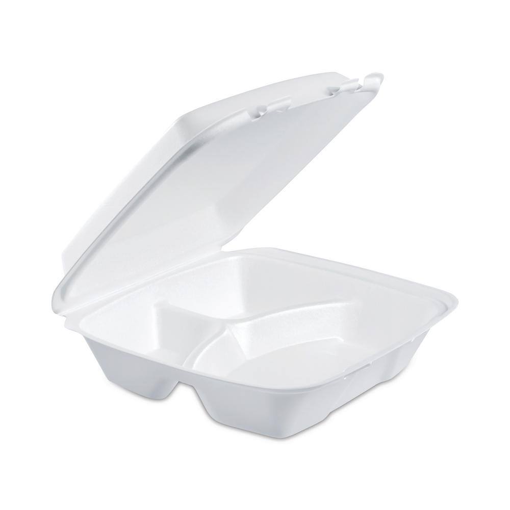 DART 9 in. x 9 in. LG Foam Hinged Tray 3-COMP 2/100
