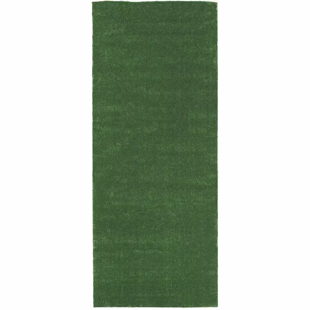 Sweet Home Stores Meadowland Collection Waterproof Solid Indoor/Outdoor 7 ft. x 14 ft. Green Artificial Grass Runner Rug