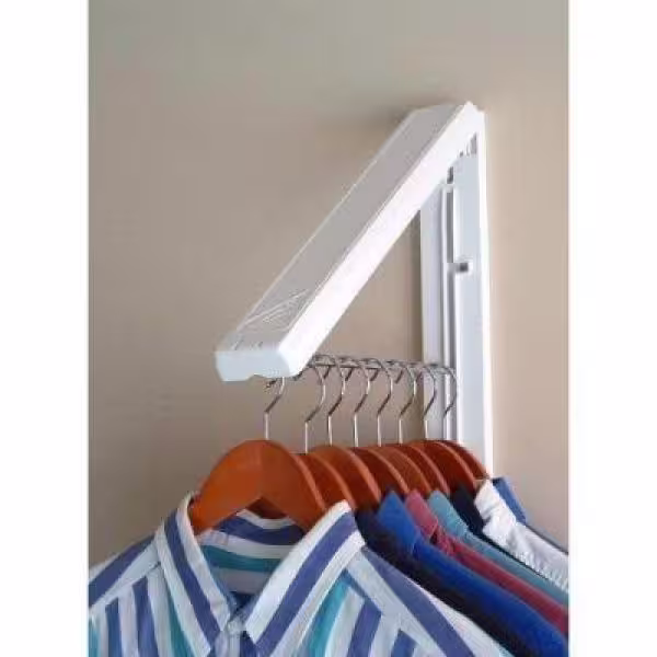 InstaHANGER White ABS Plastic Collapsible Wall Mounted Clothes Hanging System
