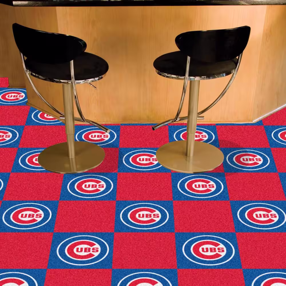 FANMATS Chicago Cubs Blue Residential 18 in. x 18 in. Peel and Stick Carpet Tile (20 Tiles/Case) 45 sq. ft.