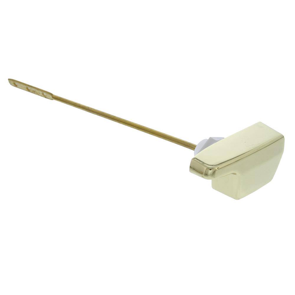 JONES STEPHENS Decorative Toilet Tank Trip Lever for Eljer Side Mount with 9 in. Brass Arm and Metal Handle in Polished Brass