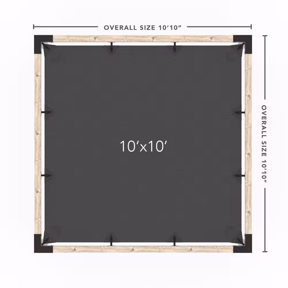 TOJA GRID 10 ft. L x 10 ft. W Pergola Kit with Denim Shade Sail, 4x4 Wood