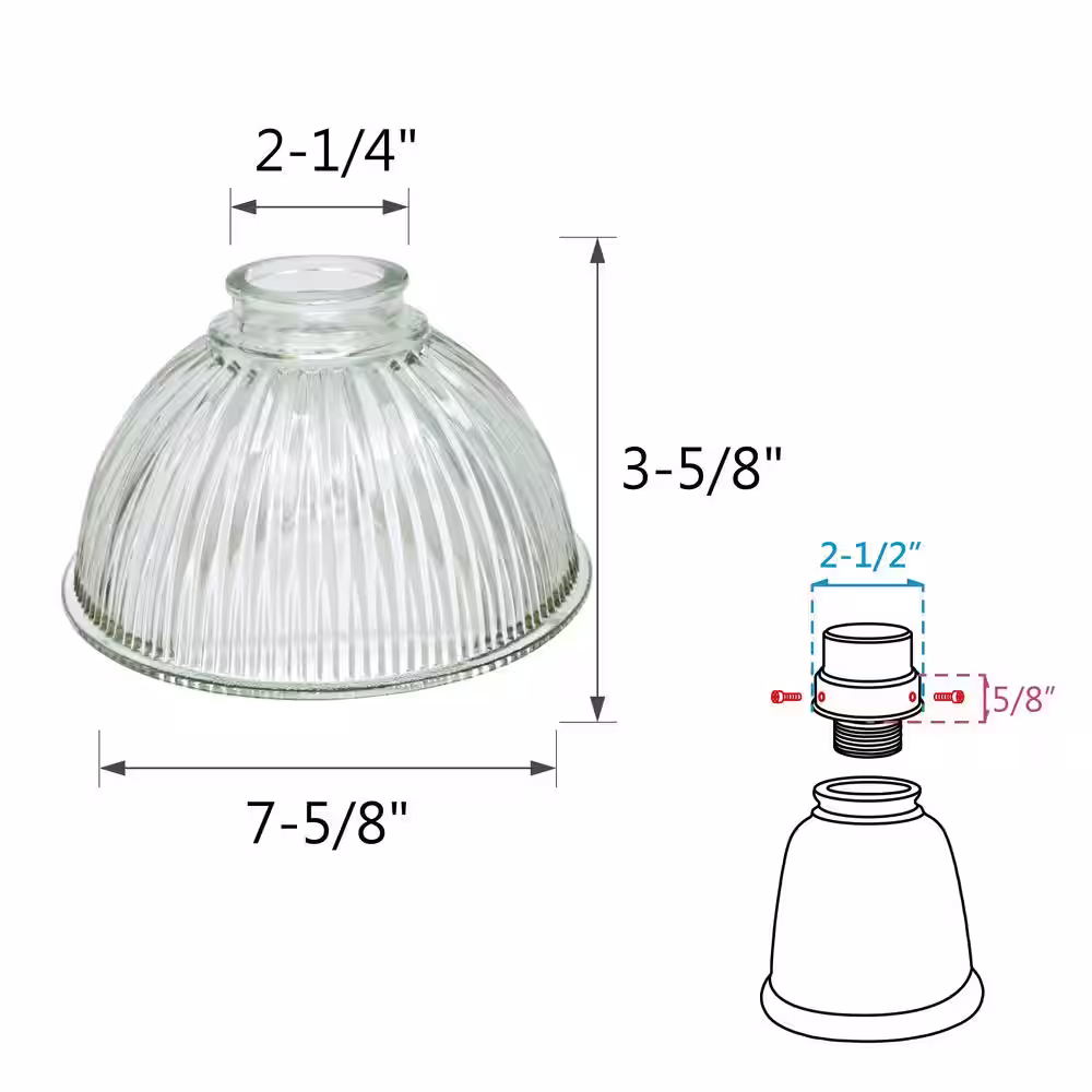 ASPEN Creative CORPORATION:Aspen Creative Corporation 4-3/4 in. Clear Ribbed Dome Shaped Ceiling Fan Replacement Glass Shade (4-Pack)