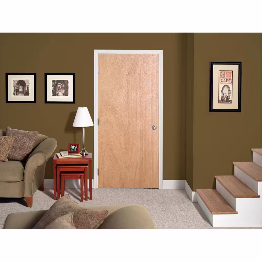 JELD-WEN 18 in. x 80 in. Unfinished Right-Hand Flush Hardwood Single Prehung Interior Door