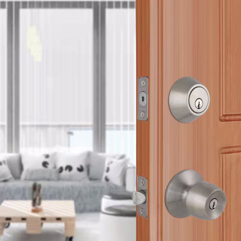 Defiant Brandywine Stainless Steel Entry Knob and Double Cylinder Deadbolt Combo Pack