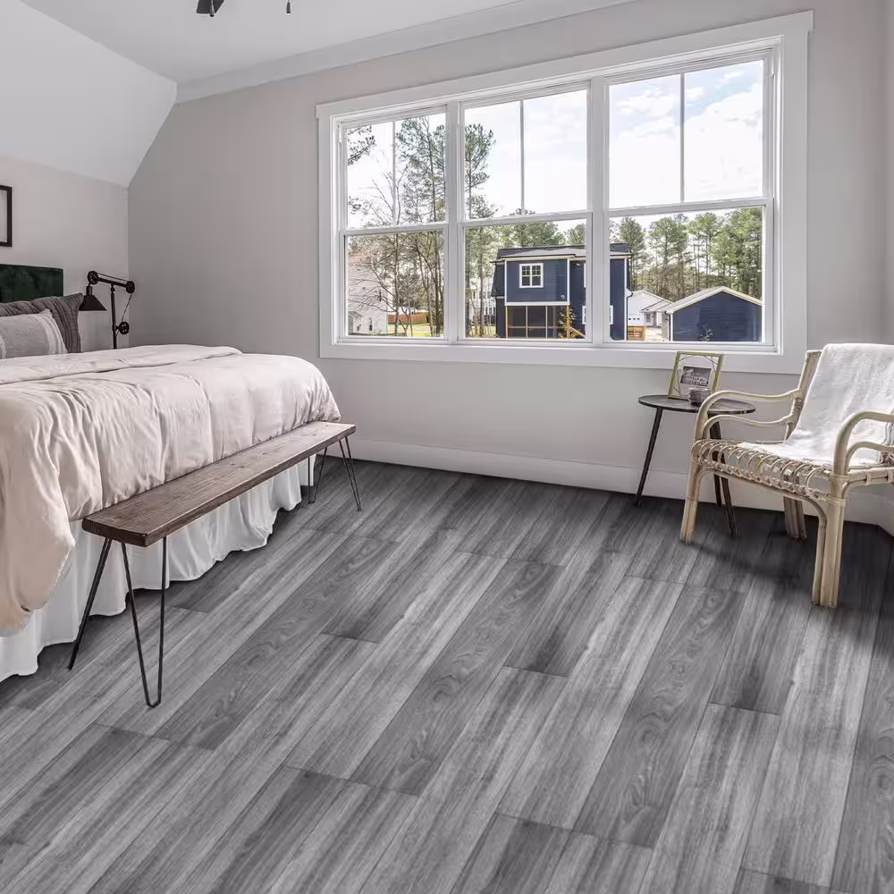 Art3d Deep Grey 6x36 Water Resistant Peel and Stick Vinyl Floor Tile, Self-Adhesive Flooring(54sq.ft./case)