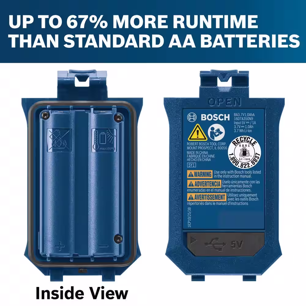 Bosch 3.7V Lithium-Ion 1.0 Ah Battery with USB Charging for select Bosch BLAZE Laser Measures